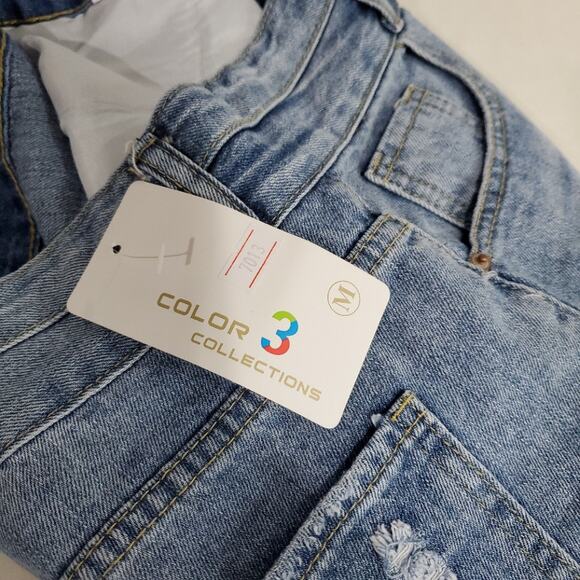 Blue Distressed Cut Off Jean Shorts High Waist 2 Button Size Medium NEW - Picture 4 of 5